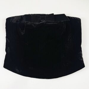 Wayf Velvet Crop Tube Top Womens Medium Black Bow NWT NEW
